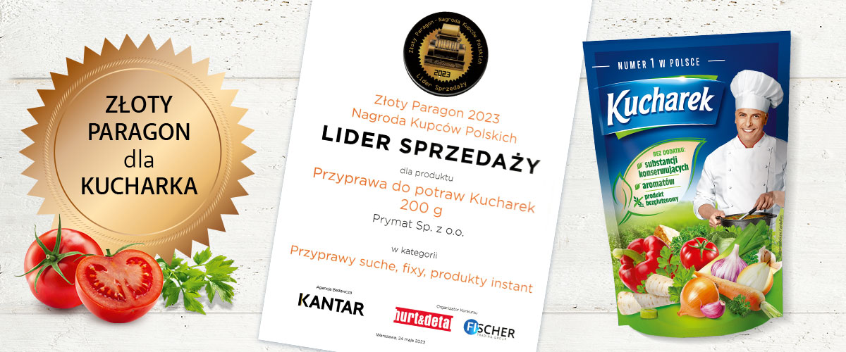 Złoty Paragon dla Przyprawy do potraw Kucharek